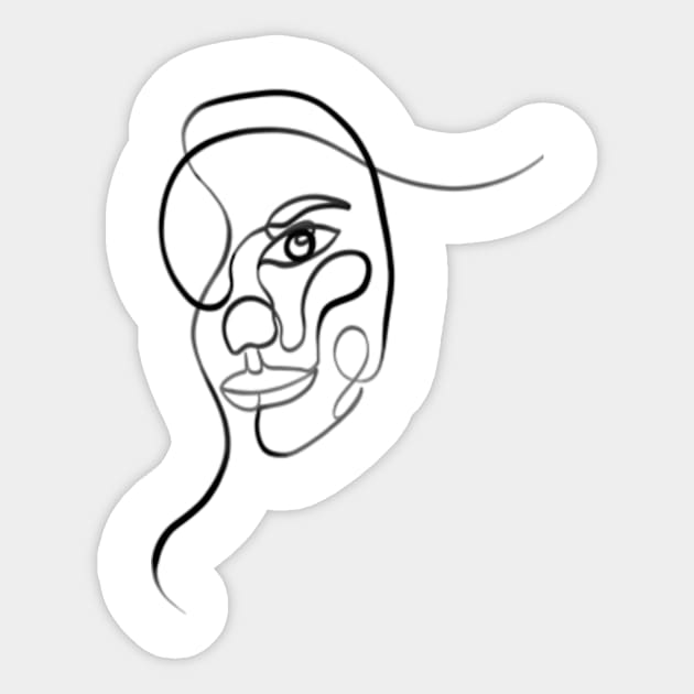 Abstract woman face one line art Sticker by Doodle Intent